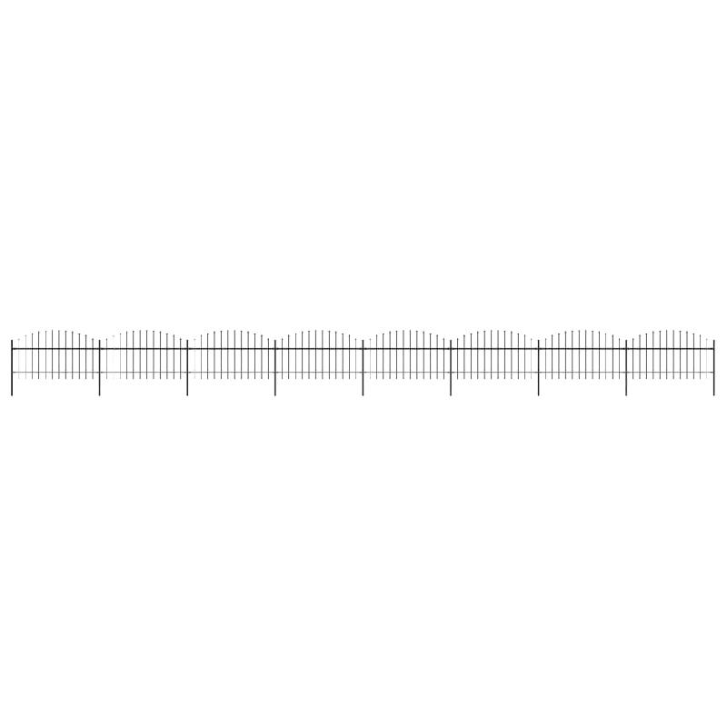 Vidaxl clôture de jardin à dessus en lance acier (1-1,25)x13,6 m noir 277728_0