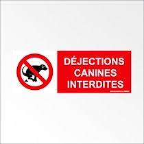 Panneau - Déjections Canine Interdites  - 350 x 125 - Vinyle souple autocollant - Lot de 3_0