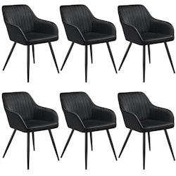 TecTake GmbH tectake Chaise MARILYN en velours - noir/noir, Lot de 6 -405734 - noir acier 405734_0