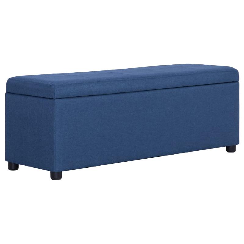 BANQUETTE POUF TABOURET MEUBLE BANC AVEC COMPARTIMENT DE RANGEMENT 116 CM BLEU POLYESTER 3002070_0