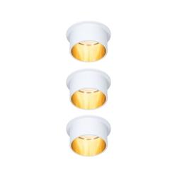 Paulmann Spot encastré LED 3-Step-Dim Gil Coin Kit de base  IP44 rond 68mm  Coin 3x6W 3x470lm 230V gradable 2700K Blanc dépoli#Doré 93381 - blanc 9_0