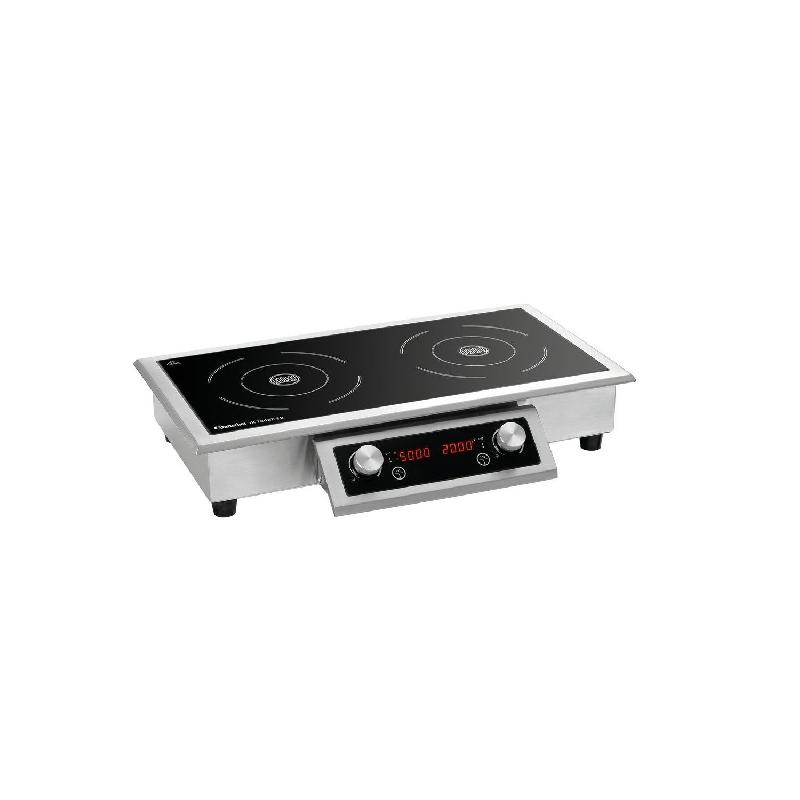 Plaque inox chauffante induction 2 x (Ø)235 mm, noir & argent, 7000 W, 400 V - TRI_0