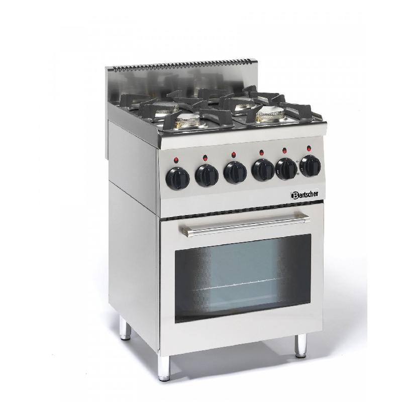 Fourneau inox gaz 4 feux sur four multifonction, 220 V - MONO & GAZ_0