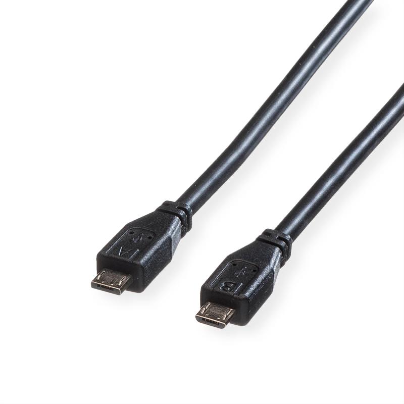 ROLINE Câble USB 2.0, Micro USB A mâle - Micro USB B mâle, 1,8m_0