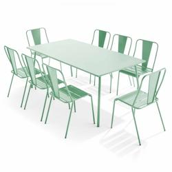 Oviala Business Ensemble table de jardin et 8 chaises bistrot en acier vert sauge - Oviala - vert acier 109523_0