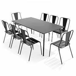 Oviala Business Ensemble table de jardin et 8 chaises bistrot en acier gris - Oviala - gris acier 109514_0