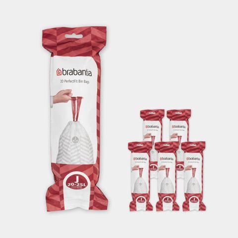 Sacs poubelle PerfectFit Brabantia - Code J (23 litres) - 6 Rouleaux de 20 sacs - Résistants et pratiques_0