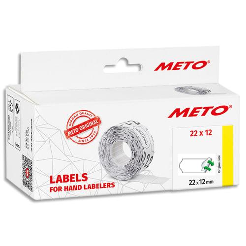 Meto boîte de 6 rouleaux étiquettes meto 22x12mm blanches sinusoïdales adhésif amovible_0
