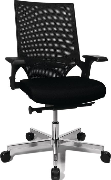 Chaise de bureau pivotante avec mécanisme synchrone ponctuel noir/noir 450-550 mm avec accoudoir capacité charge 110 kg TOPSTAR_0