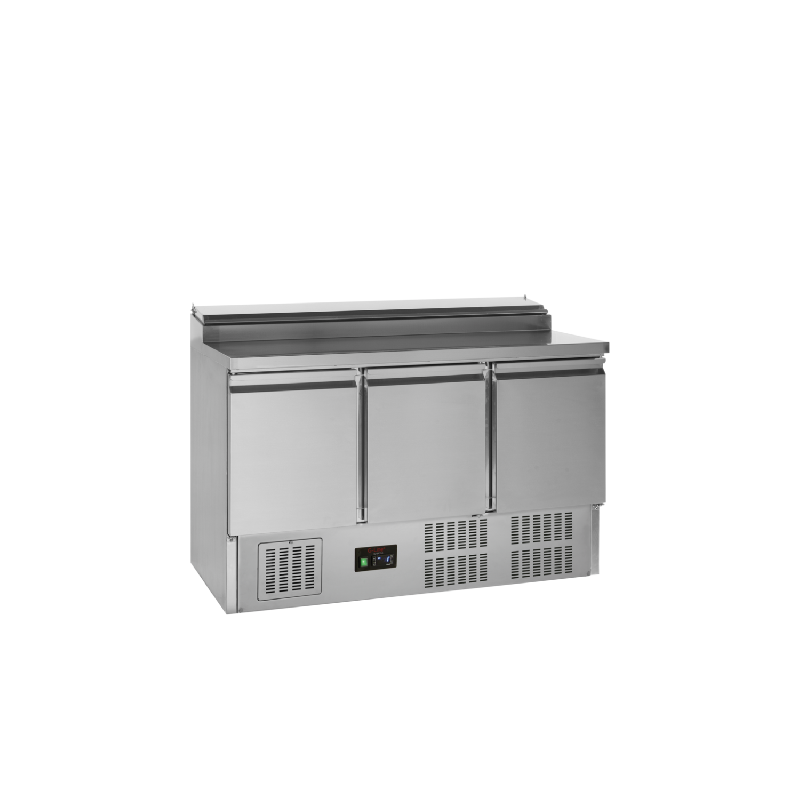 Comptoir saladette inox ventilé positif 320 Litres, 3 portes pleines GN 1/1, 175 W, 220 V - MONO_0