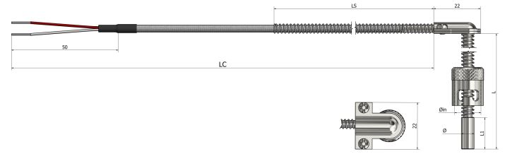 Thermistance de surface Baïonnette avec attache (angle 90°) - HS34_0