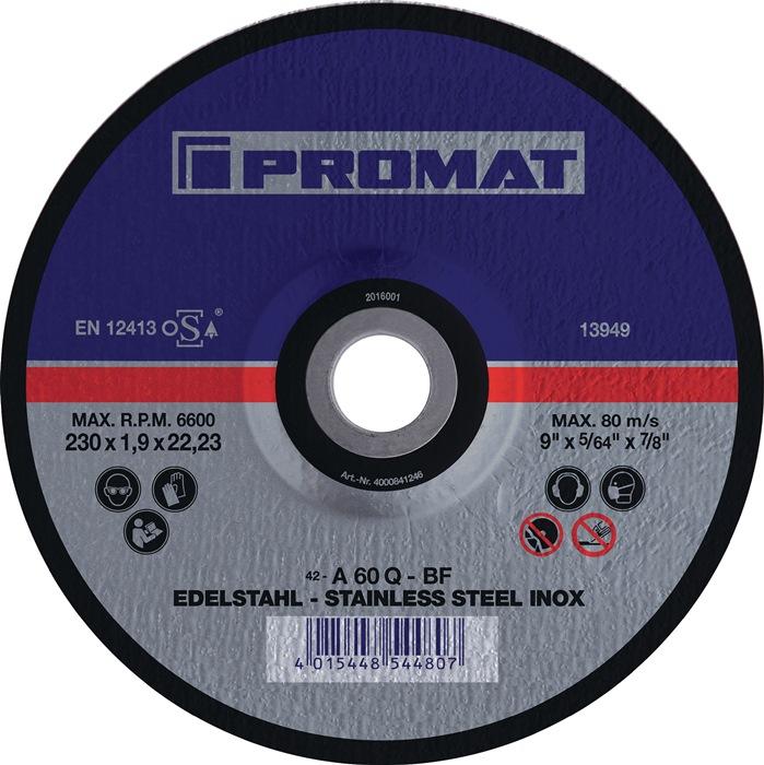 Disque à  tronçonner INOX D115x1,5 mm droit INOX perçage 22,23 mm PROMAT_0