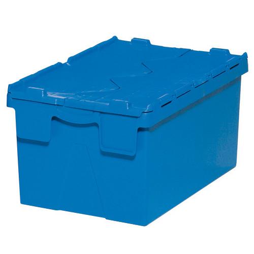 Bac plastique Gerbable Emboîtable Plein avec Couvercle intégré 600 x 400 x 310 Bleu - Réf : BAC114BM6431020_0