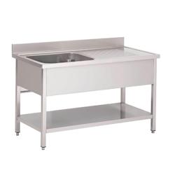 Plonge inox avec étagère basse Gastro M 1 bac à gauche 120 x 70 x 85 cm - GN200_0