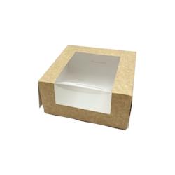 Boîte pâtissière Kraft à fenetre 120x120x55mm x 250 JORIDEAL - marron en carton 3519400618052_0