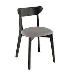 France Mobilier CHR Lot de 2 chaises Aglaé noires assise grise 76x48x44 cm - Bois massif 3760326526321_0