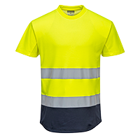 Tee-shirt mesh bicolore jaune marine c395, xl_0