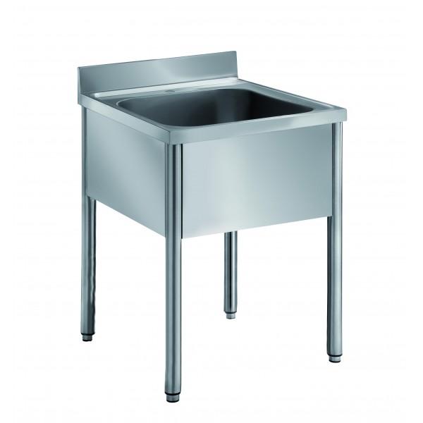 Plonge démontable sur pieds ronds avec étagère inox AISI 304 1 bac au centre profondeur 600 mm (Longueur, mm: 800 - Réf DRPL86-1B-ETP-1)_0