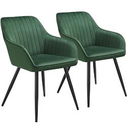 TecTake GmbH tectake Chaise MARILYN en velours - vert foncé/noir, Lot de 2 -405740 - vert acier 405740_0