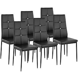 Tectake Lot de 6 chaises avec strass - noir -402541 - noir matière synthétique 402541_0