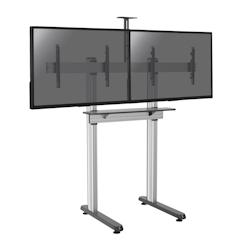 KIMEX Support sur pieds visioconférence pour 2 écrans TV 45''-55'' - A poser - gris 3700685418349_0