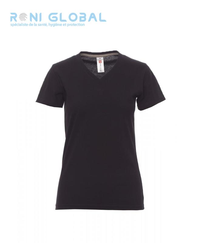 T-SHIRT DE TRAVAIL FEMME EN COTON - V-NECK PAYPER_0