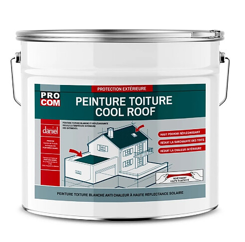 PRO COM Cool roof - Peinture toiture anti chaleur, peinture blanche réfléchissante - Certification durabilité de 20 ans_0