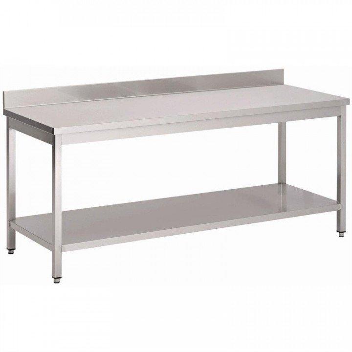 Table inox avec étagère basse (L)1000 x (P)700 x (H)890 mm, avec dosseret_0