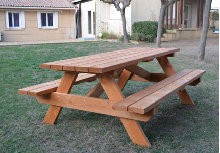 Table pique nique fougère avec bois pin Douglas «Sud de France» - VAD COLLECTIVITES_0