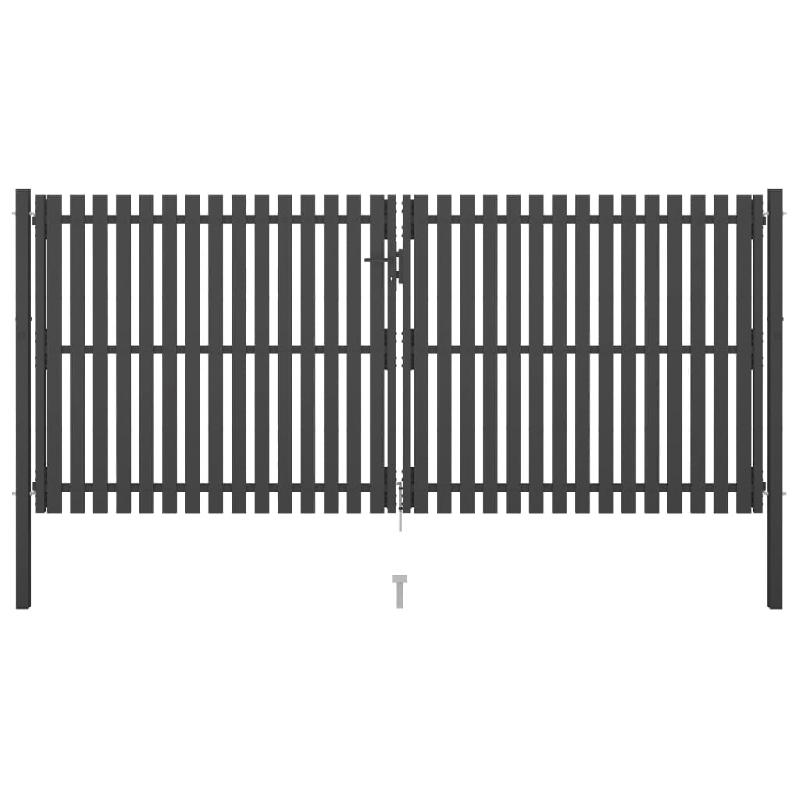 Vidaxl portail de clôture de jardin acier 4x2 m anthracite 146336_0