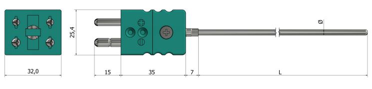 Thermocouple chemisé - Sortie connecteur standard (duplex) - TM13_0