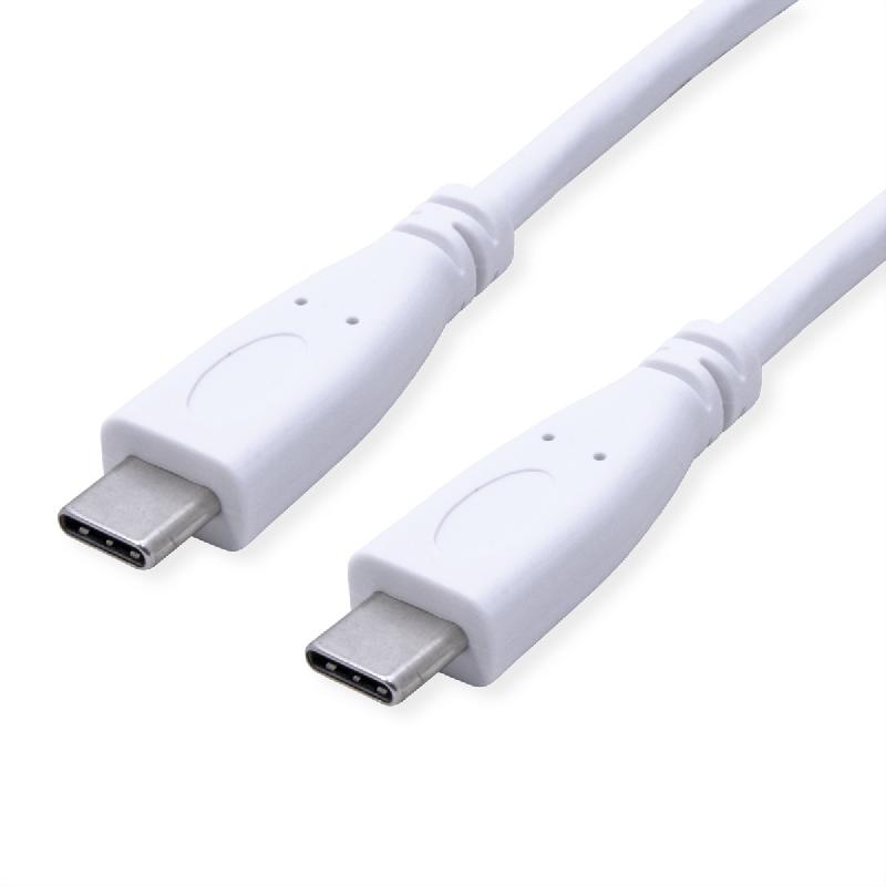 VALUE Câble USB 3.2 Gen 2, avec PD (Power Delivery), avec Emark, C-C, M/M, blanc, 1 m_0