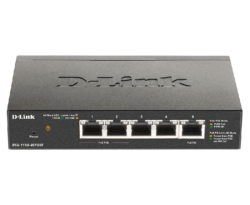 D-Link DGS-1100-05PDV2 commutateur réseau Géré Gigabit Ethernet (10/100/1000) Connexion Ethernet, supportant l'alimentation via ce port (PoE) Noir_0
