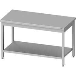 Cleiton® - Table centrale en acier inoxydable avec étagère 600x700x850 mm | Table de travail professionnelle en acier, table de 1 mm d'épaisseur_0