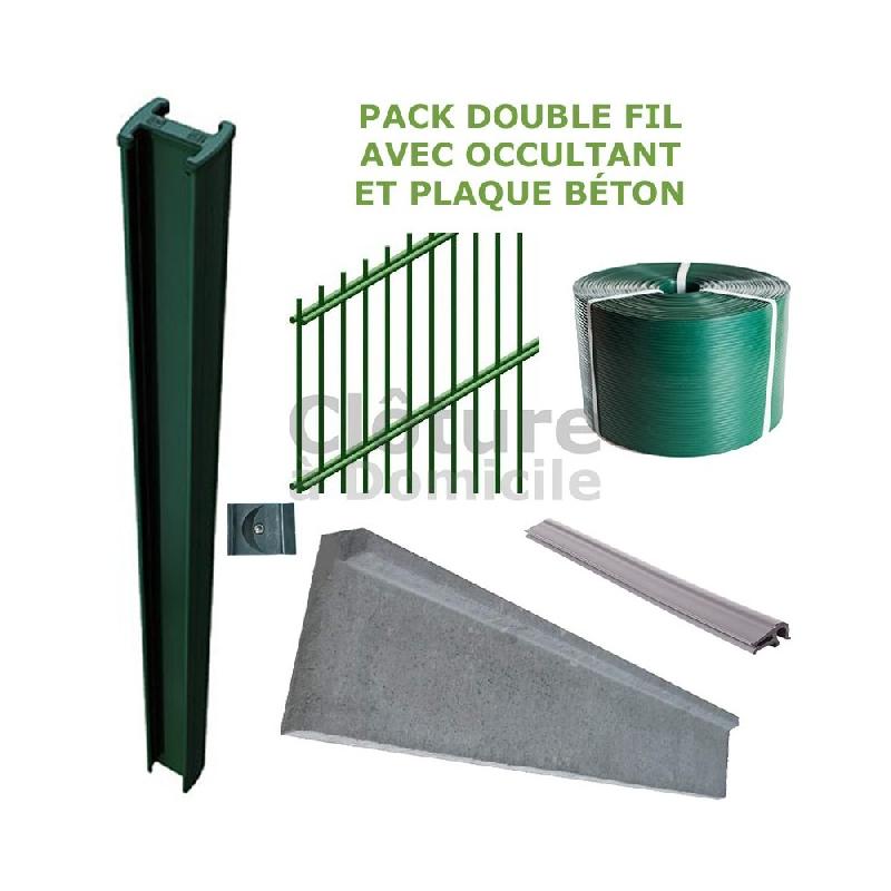 Pack clôture rigide occultante double fil+ plaque béton_0