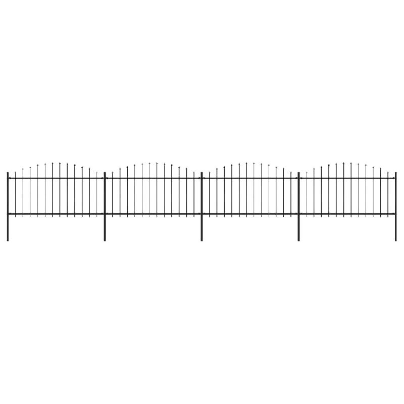 Vidaxl clôture de jardin à dessus en lance acier (1,25-1,5)x6,8 m noir 277733_0