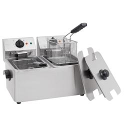 METRO Professional Friteuse double GDF3024, inox, 49,4 x 37,8 x 31,3 cm, 2 x 4 L, température : jusqu’à 190 °C, panneau de contrôle amovible, ar_0