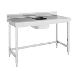 ERATOS Table Du Chef Profondeur 600 - Bac Central - Sans Etagere Avec Renfort - 2400X600X850 - Livree Demontee MCCD60-240C - Acier inoxydable 18/10 MC_0