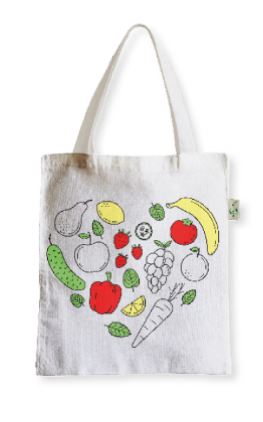 Totebag coton biologique naturel  - coeur de fruits et légumes_0