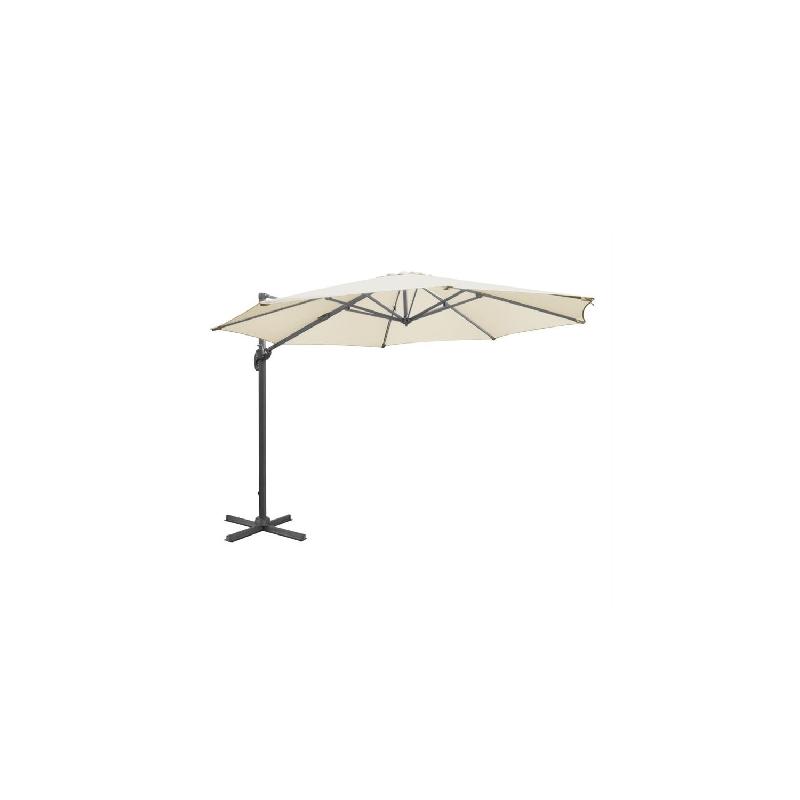 Parasol déporté PRO (H)2650 x (L)3500 x (P)3500 mm, en métal gris & tissu crème, VENICE_0