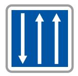 Panneau de signalisation indication: Créneau de dépassement à 3 voies a­ectées - C29b_0