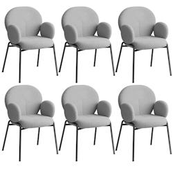 TecTake GmbH tectake Chaise rembourrée Scandi, tissu bouclette - gris clair, Lot de 6 -405641 - gris 405641_0