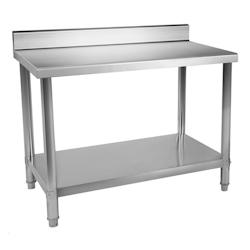 HELLOSHOP26 table de travail professionnelle acier inox pieds ajustable avec rebord 120 x 60 cm - 3000335371360_0