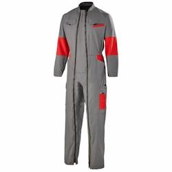 Cepovett - Combinaison de travail 2 Zip coton majoritaire Facity Gris / Rouge Taille XS - XS gris 3184378520180_0