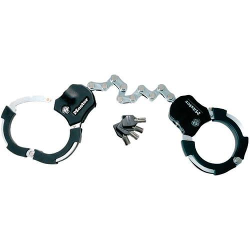 Master lock antivol menottes street cuff® noir acier cémenté 74mm ø55cm,9 liens pivotants,4 clés livrées_0