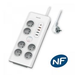 Philips -Multiprise parasurtenseur, 6 prises+Type-C+4xUSB-A-2m Blanc - SPN7063WA/19_0