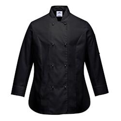 Portwest - Veste de cuisine manches longues pour femmes RACHEL Noir Taille S - S noir 5036108276417_0