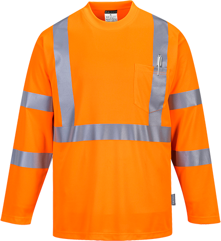 T-shirt hi-vis manche longue avec poche orange s191, 5xl_0