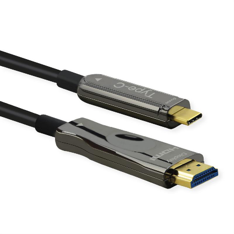 ROLINE Câble adaptateur type C - HDMI (AOC), 4K60, M/M, 30 m_0