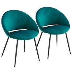 Oviala Business Lot de 2 chaises en acier et velours bleu - bleu 111721_0